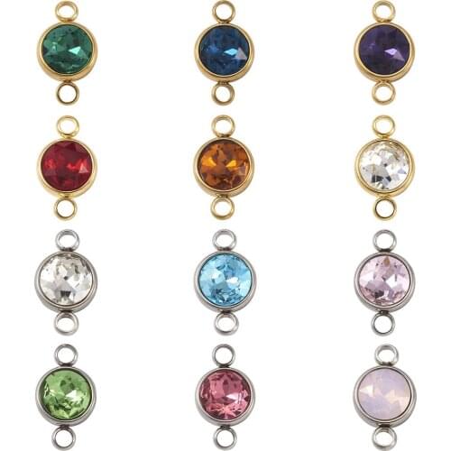 20pcs/box K9 Glass Links Connectors Charm Link Trays with 304 Stainless Steel Loops for Bracelet Earring Necklace Jewelry Making