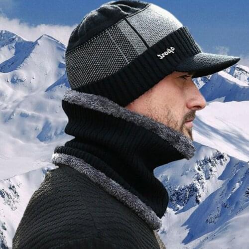 4 Colors Wool Windproof Protection Head Neck Lattice Cap Winter Keep Warm Outdoor Fleece Lined Visor Beanie Hat