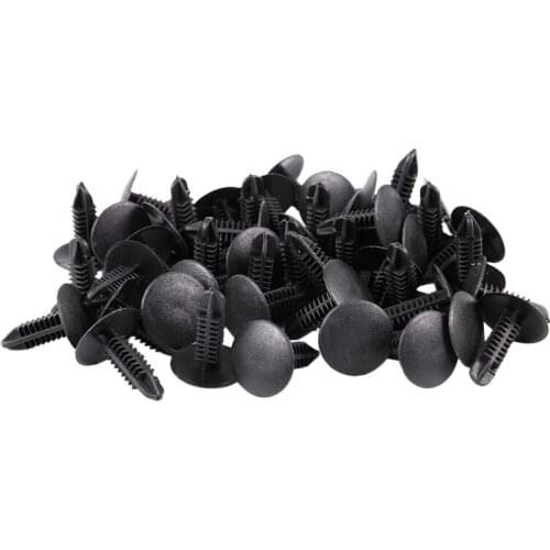 5mm x 5mm Hole Dia Black Plastic Rivets Fastener Push Clips 48 Pcs