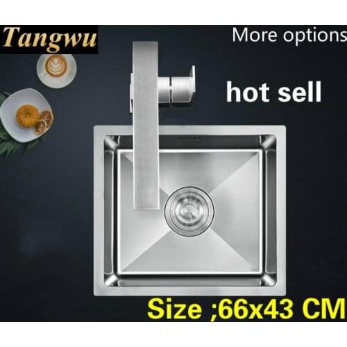 Free shipping Household big kitchen manual sink single trough high quality 304 stainless steel hot sell 660x430 MM
