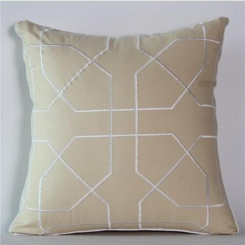 Beige embroidered pillowcase cushion cover 45x45cm precision embroidered pillow case sofa decorative pillow cover