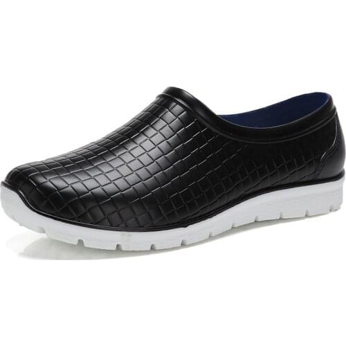 PVC Fashion Rain Boots Mens Short Tube Non-slip Water Shoes Casual Waterproof Kitchen Work Rainboots Ankle Garden Rubber Flats