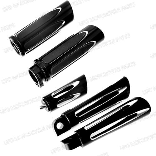 Black Shallow Cut Soft Touch Comfort Grips&Foot Pegs&Shift Peg For Harley Sportster Dyna