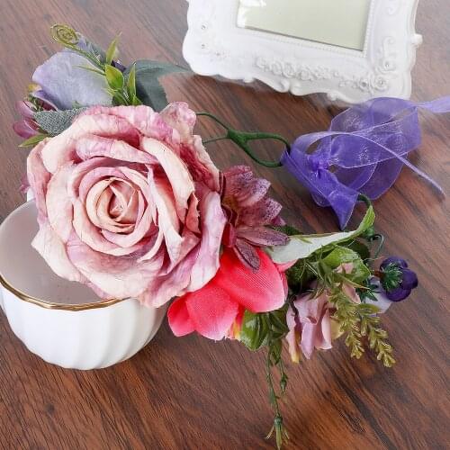 Haimeikang Flower Wreath Wedding Bridal Hair flower Party Crown Floral Garland Bridesmaid Hair Accessories Headpiece Head Bands