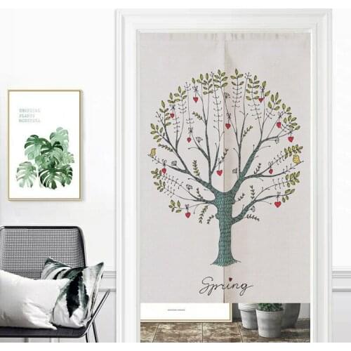 Green Tree Leaves Decorative Door Partition Curtain Home Bedroom Bathroom Kitchen Restaurant Screens Telescopic Rod Cloth