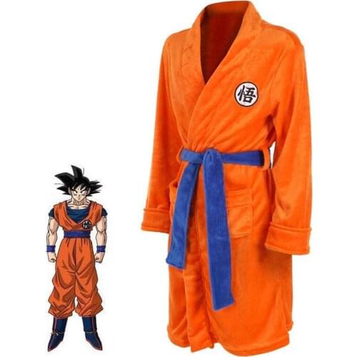 Anime Thermal Flannel Bathrobe Autumn Winter men women cosplay pajamas Goku thick Kimono robe Costumes Dressing Gown