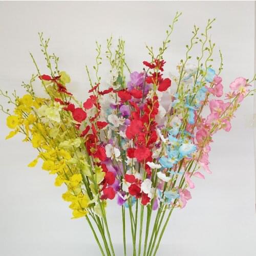 3 Stems Simulation Silk Dance Orchid Flowers Bouquet Artificial Flowers for Crafting Wedding Living Room Garden Party Decoration