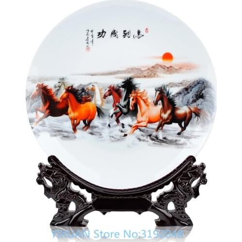 Cerámica de Jingdezhen, placa decorativa para colgar decoración del hogar decoración moderna de la sala de estar