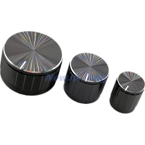 5pcs Black Aluminum Alloy Potentiometer/Encoder Knobs Switch Caps 30/21/15 x 17mm Half Shaft Plum Shaft
