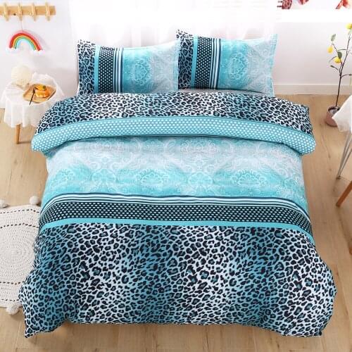 Simple Style Duvet Cover Set Adults Comforter Bedding Set Blue Gradient Leopard Bed Linen Set Twin Full Quilt Cover Pillowcase