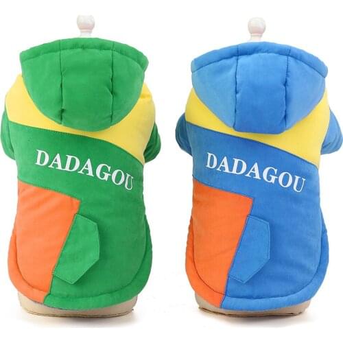 Pet Cotton Padded Jacket Dog Hooded Cotton Sweater Teddys Two Legged Warm Coat Dog Clothes for Small Dogs