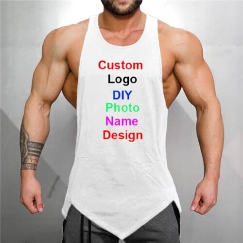 Your OWN Design Brand Logo/Picture Gym Tank Top Men Fitness Clothing Bodybuilding Workout Singlets Sleeveless Vest Shirt Men
