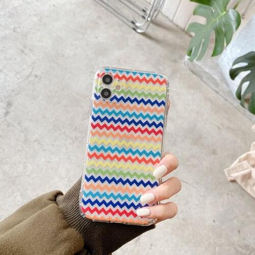 Fashion Bohemian Wave rainbow soft silicon phone case for apple iphone 7 8 plus 11 Pro X XS XR MAX 12 MiNi SE 2020 back cover