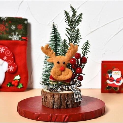 Christmas Desktop Tree Ornament Animal Type Home Office Table Top Glowing Tree Decor Holiday Decoration Christmas New Year Decor