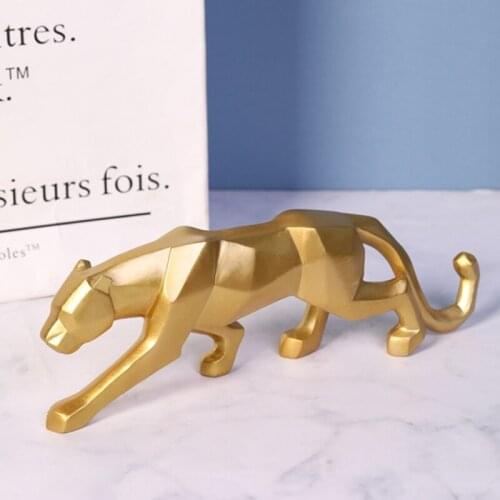 Geometric Angular Cheetah Desktop Ornaments Creative Resin Statues Home Desk Craftwork Bedroom Decor Toys Living Room Bedroom De