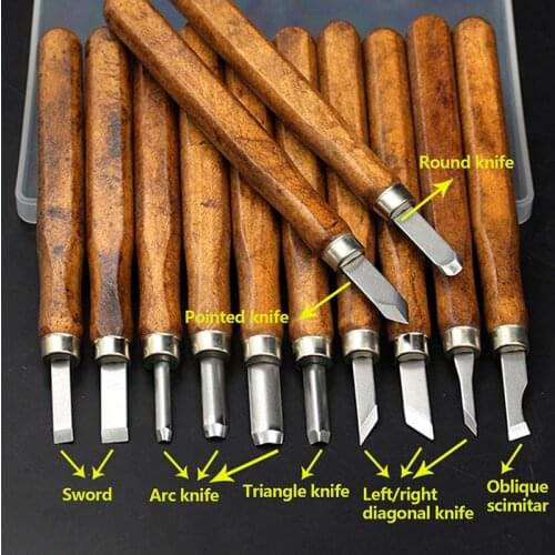Handmade Wood Carving Knife Imitation Mahogany Hand Tool Set Chisel Tool Set Carbon Steel Wood Carving Tool
