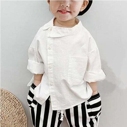 2020 autumn childrens clothing explosion models men and women fashion unique collar irregular casual wild shirt