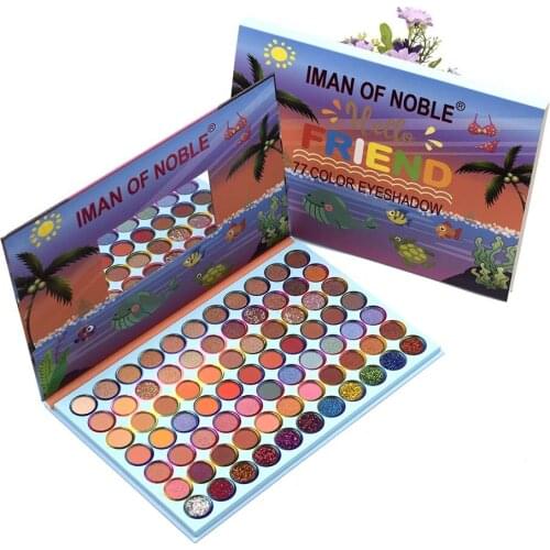 77 Color Makeup Eyeshadow Palette Shimmer Matte Pigmented Smokey Eye Shadow Palette Long-lasting Cosmetics Tool