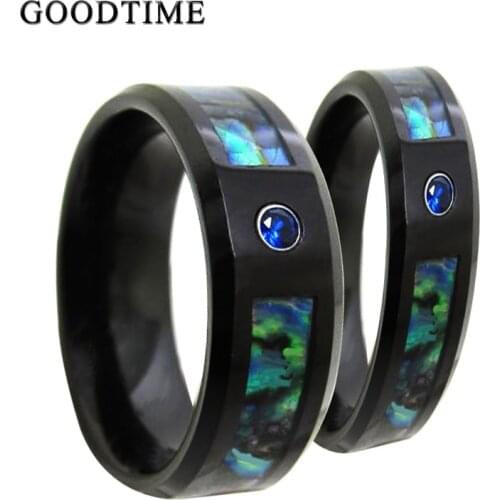 Luxury Tungsten Carbide Ring Engagement Wedding Band Blue Shell Ring Jewelry Accessories Gift For Men Woman