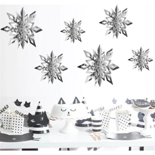Christmas Decorations Frozen Party Snowflakes 3D Hollow Snowflake Xmas Hanging Ornament Fake Snow for Home New Yer Navidad Decor