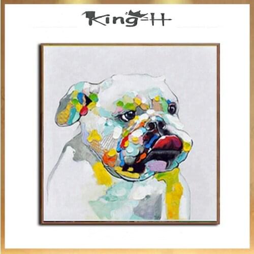 Hand-painted clever dog modern art paintings abstract red tongue dogs home halls oil painting lacquer art salon sofa