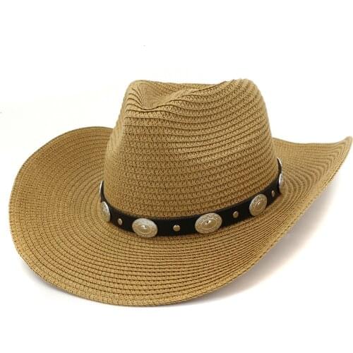 Summer Fashion Western Cowboy Straw Hats for Unisex Men Women Outdoor Wide Brim Sun Protection Cap Beach Sunshade Hat Sunhat