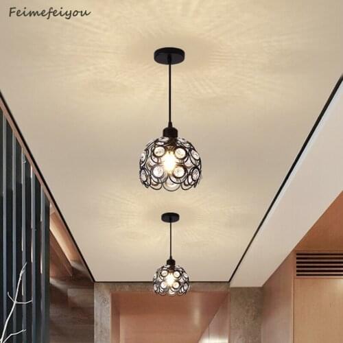 Modern minimalist corridor aisle LED ceiling lamp American clothing store cashier counter porch single head crystal chandelier