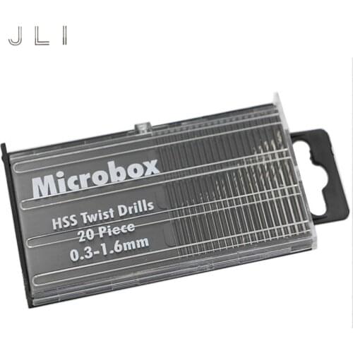 20PC 0.3 to 1.6mm HSS Mini Twist Drill Automatic Micro Twist Drill Bit Set High Speed Steel for PCB Wood Hobby Drilling Tools