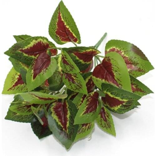 Home Garden Decoration 7 Forks Net Leaf Artificial Plants Green Grass Tress Silk Fake Flowers Simulation Plant Wall Material