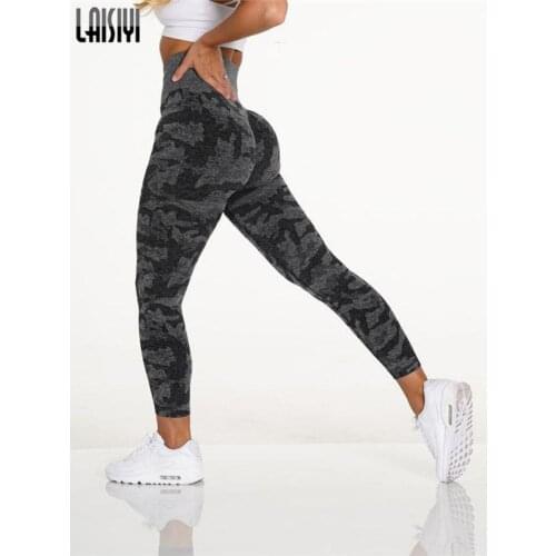 Women Seamless Leggings Elastic Workout Camouflage High Waist Tummy Control Gym Fitness Sportwear Sport Pant Booty Female