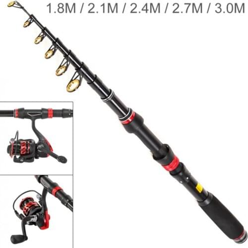 1.8m 2.1m 2.4m 2.7m 3.0m Carbon Fiber Fishing Rod Telescopic Lure Ultrashort Pole