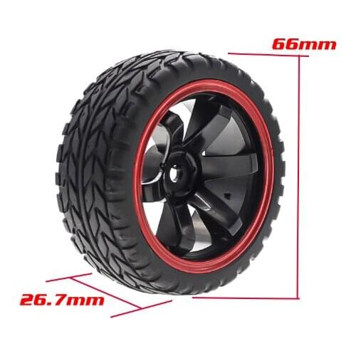 1set 26mm Rubber RC Tyres & Wheel Rims Hex 12mm For 1:10th HSP HPI Sprint 2 Drift RS4 On Road Cars