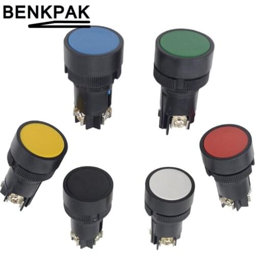 10pcs 22mm momentary Push button switch red green blue yellow black white normal open + normal close