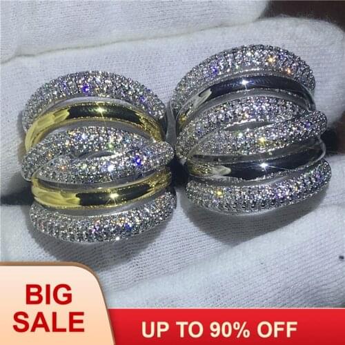 2018 Big Cross ring Yellow White Gold Filled Engagement wedding band rings for women Pave setting AAAAA zircon crystal Bijoux