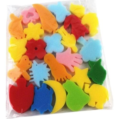 24Pcs Colorful Assorted Kids Painting Sponge Children DIY Painting Art Craft Education Drawing Toy