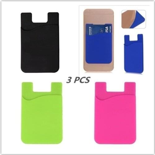 3pcs Smart Silicone Mobile Phone Wallet Card Stick Cash Credit Card Holder