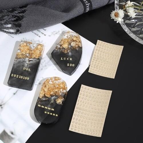 5 Sheets Metal English Letters Stickers Epoxy Resin Mold Fillings Jewelry Making Filler Material DIY Art Crafts Decoration