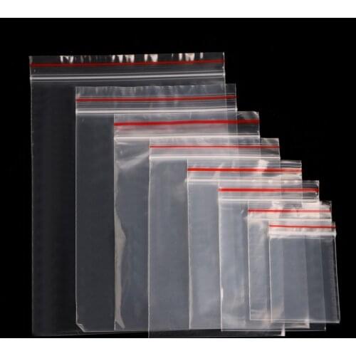 8 Sizes Clear Grip Self Press Seal Resealable Zip Lock Plastic Bags 100Pcs