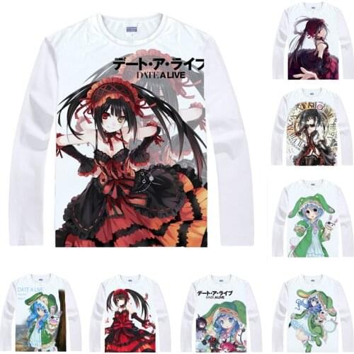 Coolprint Anime Shirt DATE A LIVE T-Shirts Multi-style Long Sleeve Kurumi Tokisaki Yoshino Cosplay Motivs Kawaii Shirts