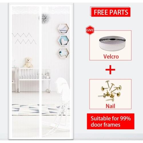Anti-Mosquito Magnetic Screen Door Curtain with Heavy Duty Mesh Curtain and Full Frame Velcro, Hands Free, Pet and Kid Friendly