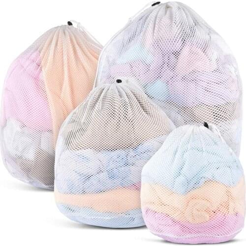 4 Size Large Washing Net Bags Durable Fine Mesh Laundry Bag With Lockable Drawstring for Delicates Garments Lingerie Socks Bras