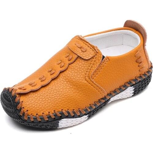 Children England Style Boys Leather Shoes Baby Fashion Sewing Casual Shoes PU Leather Autumn Soft Sole Sneakers