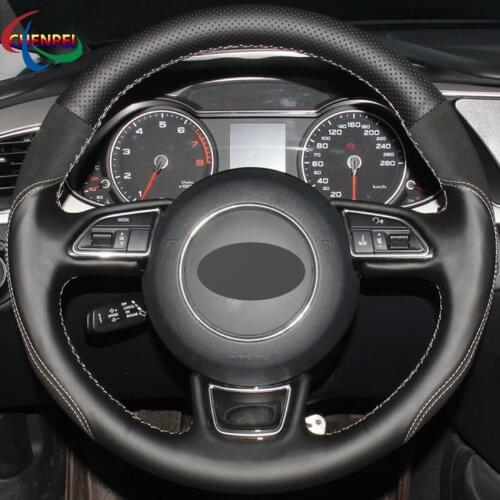 DIY Non-slip Black Leather Suede Car Steering Wheel Cover For Audi A5 2013-2017 A6 S6 2012-2018 Allroad 2013-2018 S8 2013-2018