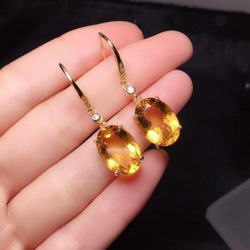 Elegant Temperament Citrine Earring 925 Sterling Silver Fahshion 100% Natural and Real Citrine Earring