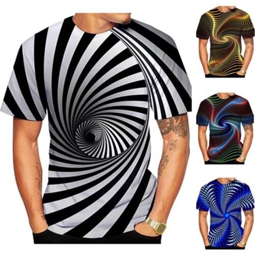 Male Fashion 3D Printing T Shirt Black and White Vertigo Hypnotic Unisex Funny Short Sleeved Tees Summer Men/women Pullover Tops