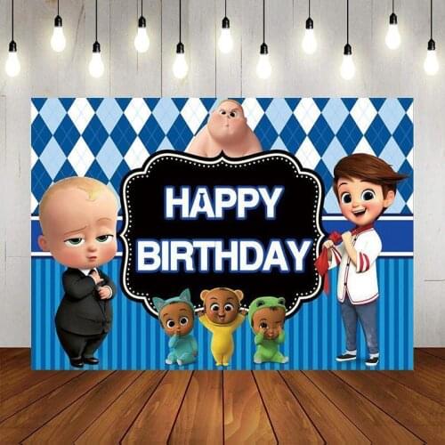 Cartoon Little Chef Boss Wearing A Suit Kid Lattice Background Picture Boy Birthday Party Photo Studio Backdrop Table Decoration