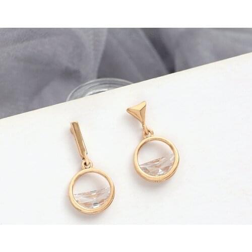 Korean Ladies Colorful Crystal Pendant Earrings Exquisite Jewelry Gifts 2021 Asymmetric Geometric Shapes. Wholesale