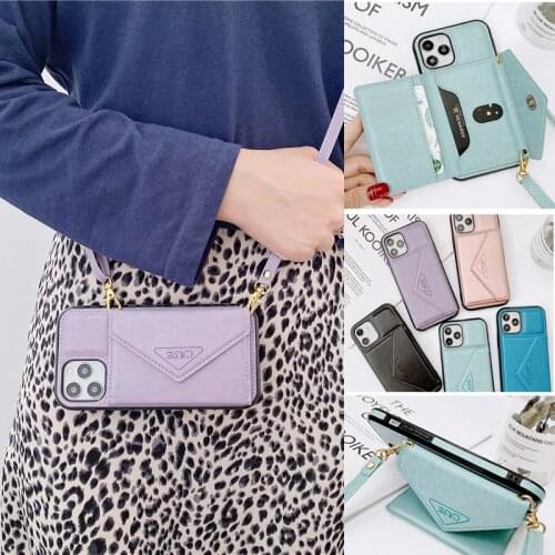 Crossbody Credit Card Phone Holder Wallet Leather Case for Samsung S20 FE S10 Note 20 Ultra 10 A51 A71 5G A01 Core A11 21S 31 41