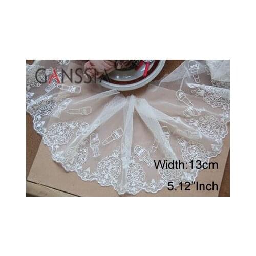 1yard Width:13cm Quality Lace Trim Ivory White &Black for DIY Fabric Dress Decoration Clothes Crafts(SS-2203)