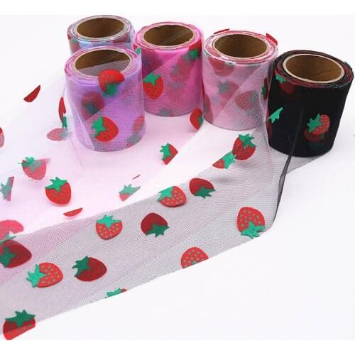 6CM*10Yards Strawberry Pattern Lace Macrame Organza Tuller For Handcraft ChildrenS Dress Seing Garments Accessories